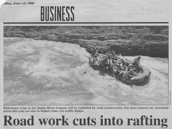 Snake River trip newspaper clipping