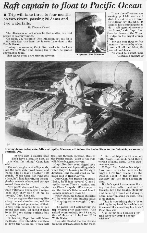 Snake River trip newspaper clipping